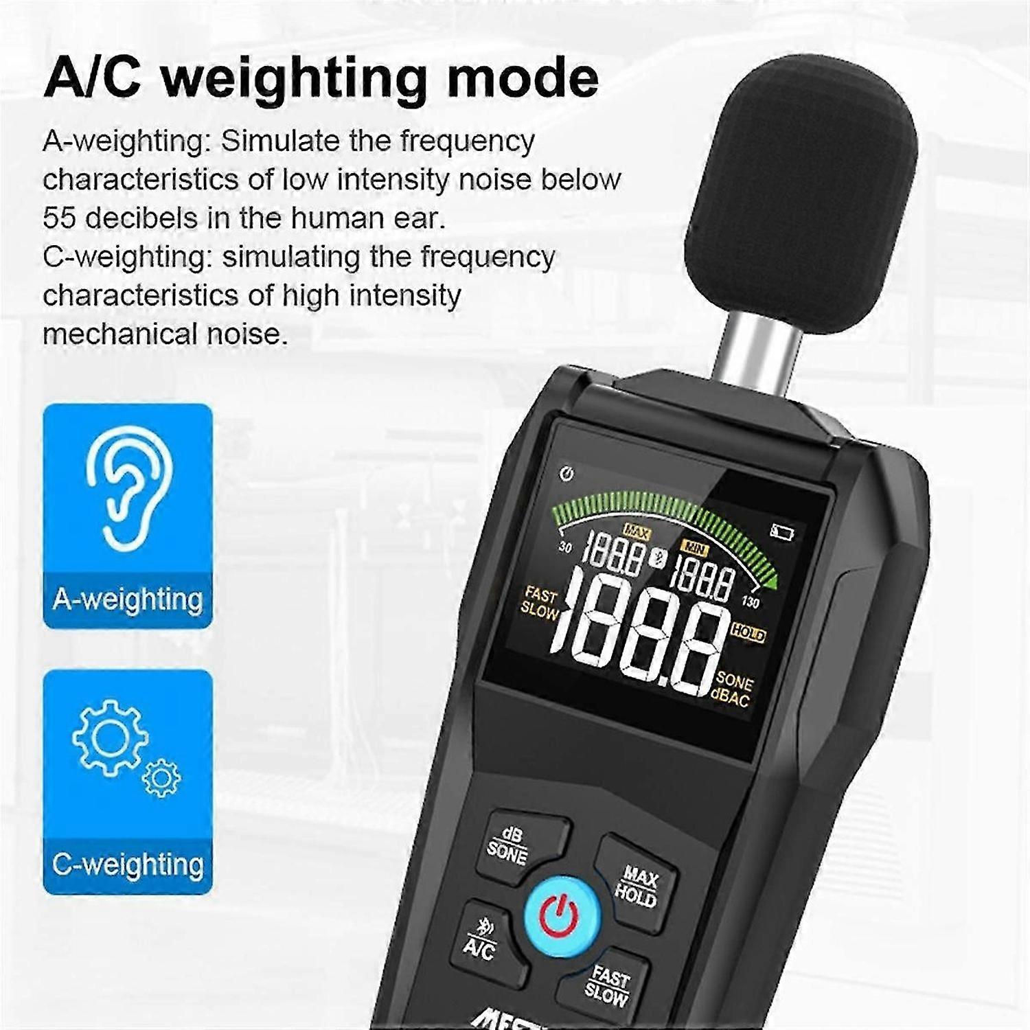 SL720B Digital Sound Level Meter 30-130dB Noise Decibel Measuring Meter LCD Color Screen A/C Weighting Max/Min Value