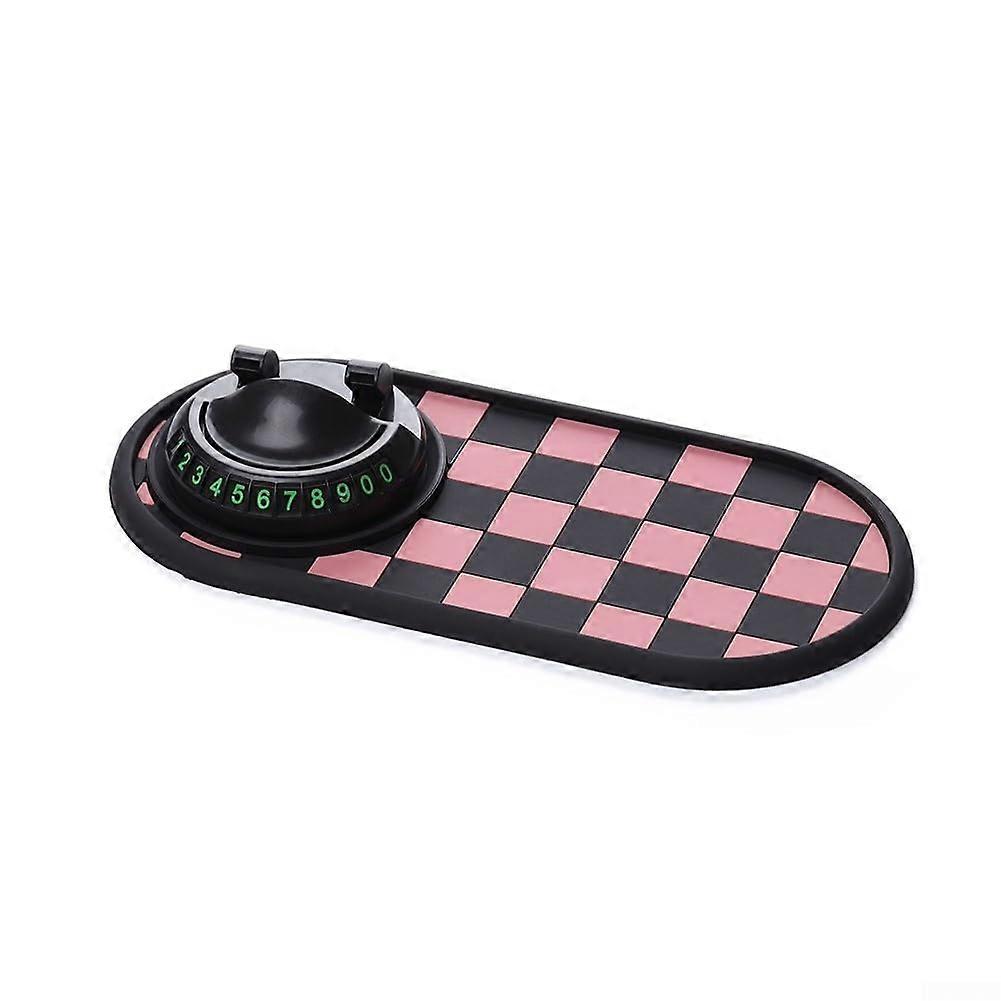 Anti Slip Dashboard Mat Multi Angle Rotatable Phone Holder Temporary Number Plate For Secure Car Use Black Pink