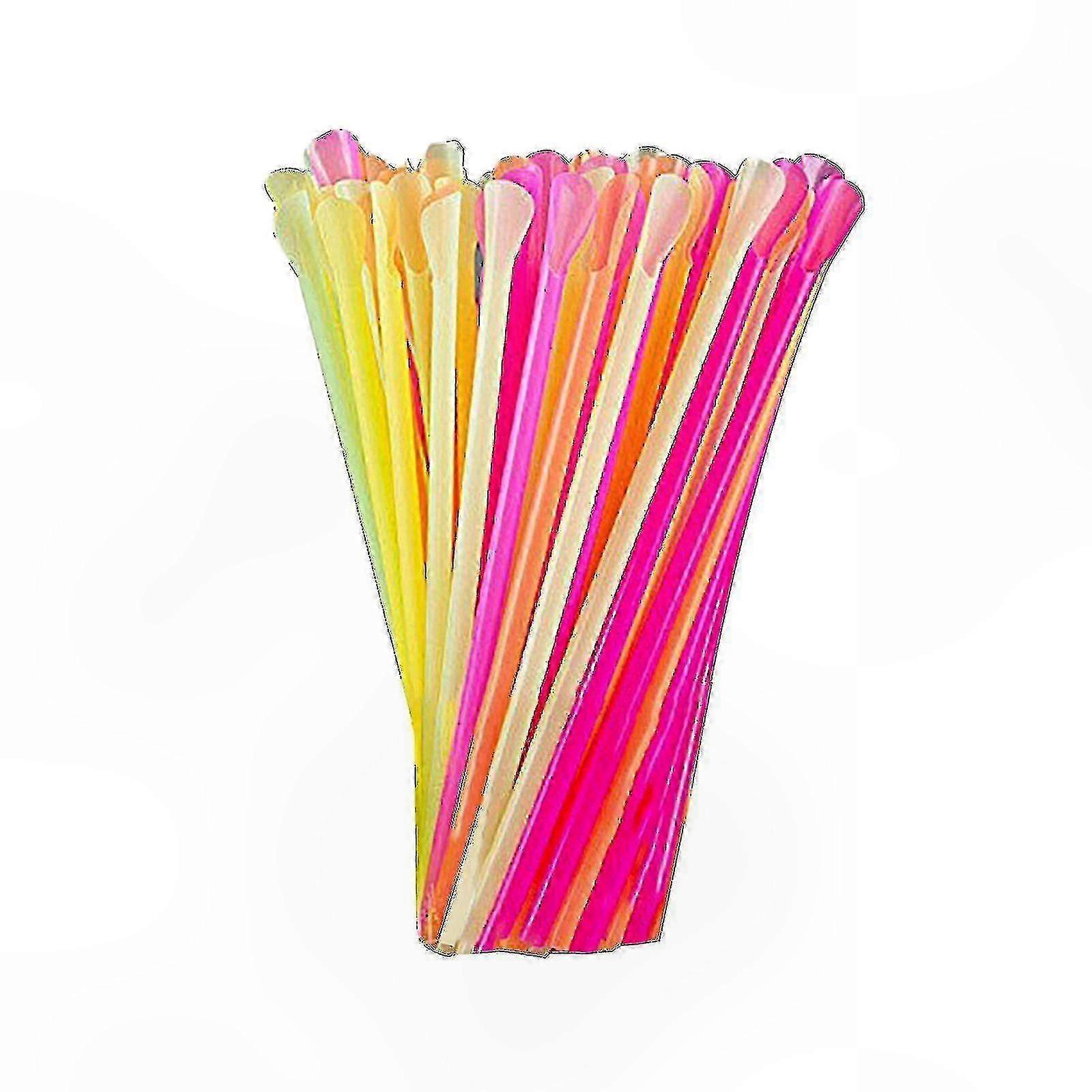 Multi-Colored Plastic Smoothie Straws with Spoon End, Bulk Pack