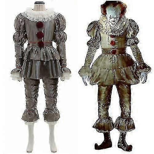 Stephen King's It Full Set Halloween Costume Pennywise Clown Suit Joker_y High Quality
