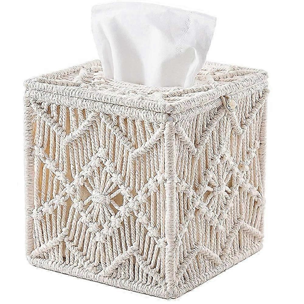 Tissue Box Cover Boho Decor Square Paper Tissue Holder with Buckle