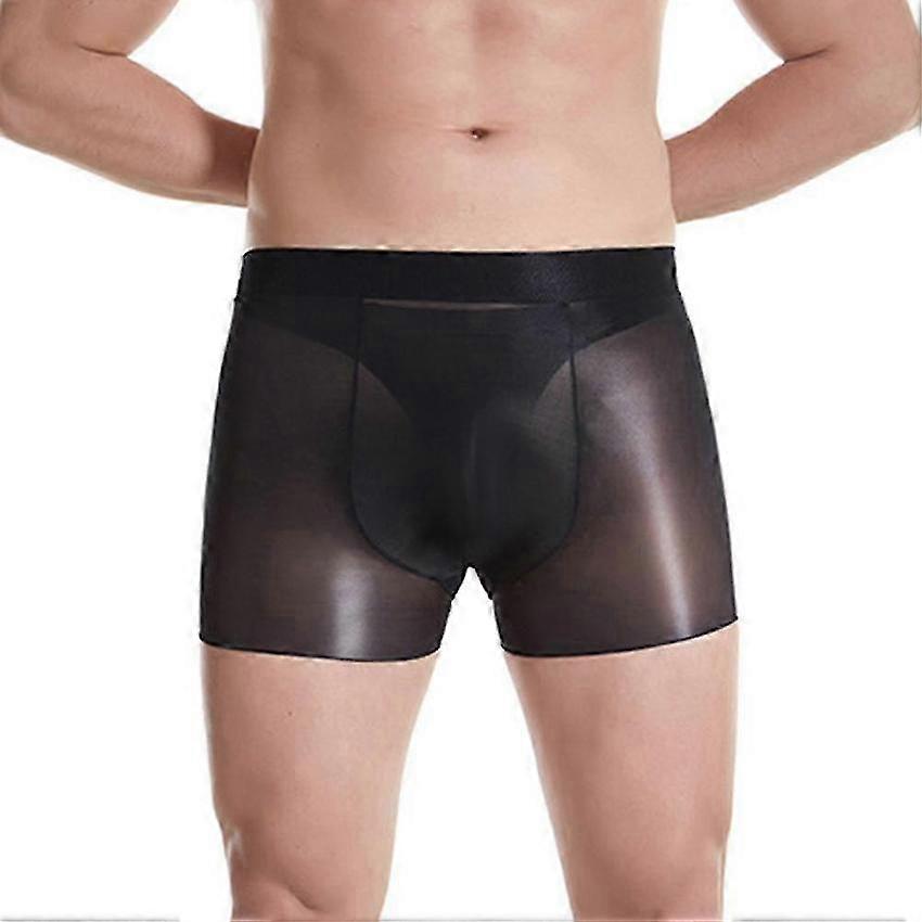 Shiny Glossy Men Boxers Briefs Transparent U Convex Underwear 50D