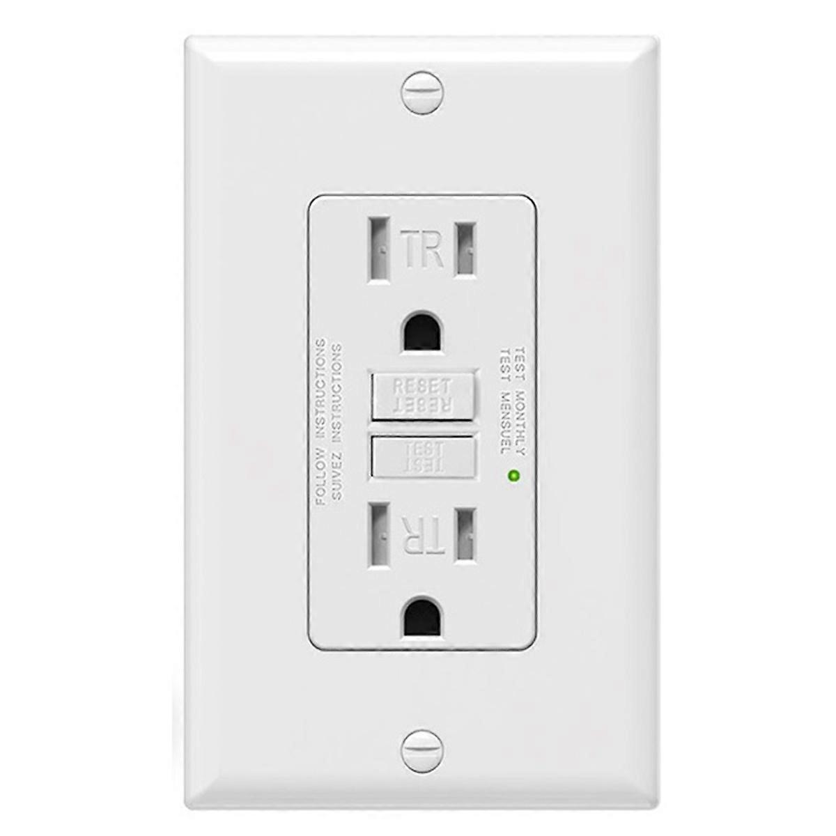 GFCI Outlet 15 Amp, Self-Test GFI Electrical Outlet, White