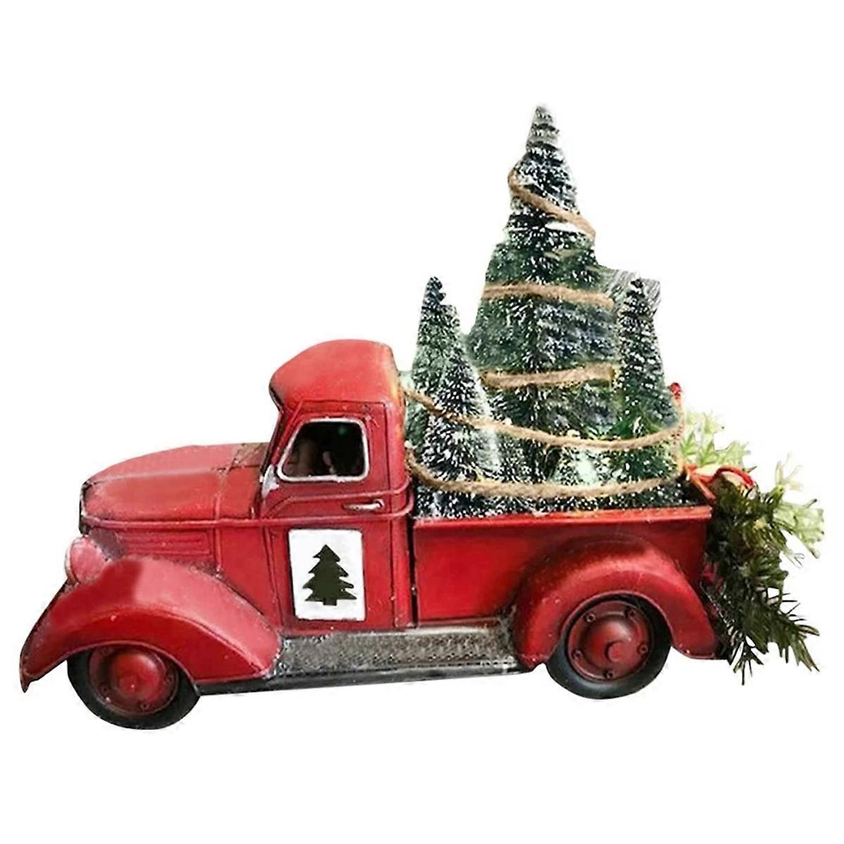 Christmas Red Truck Automobile Car+Lights Boy Resin Ornament