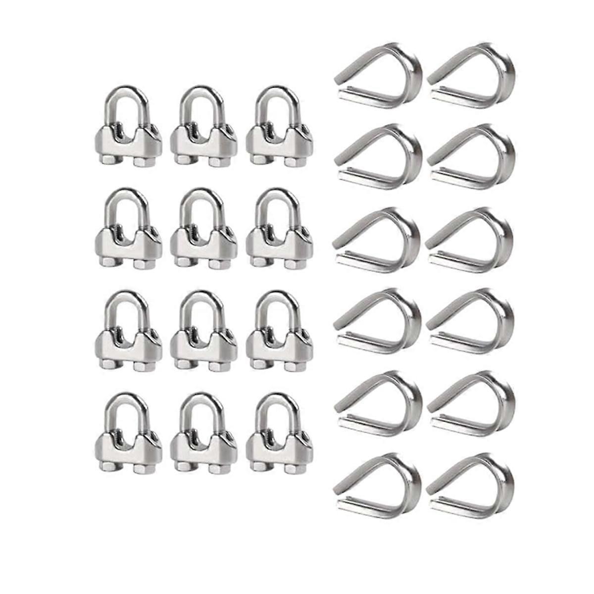 Hanger 1/4Inch M6 Wire Rope Cable Clamp Thimble Cable Clamp Kit,12Set