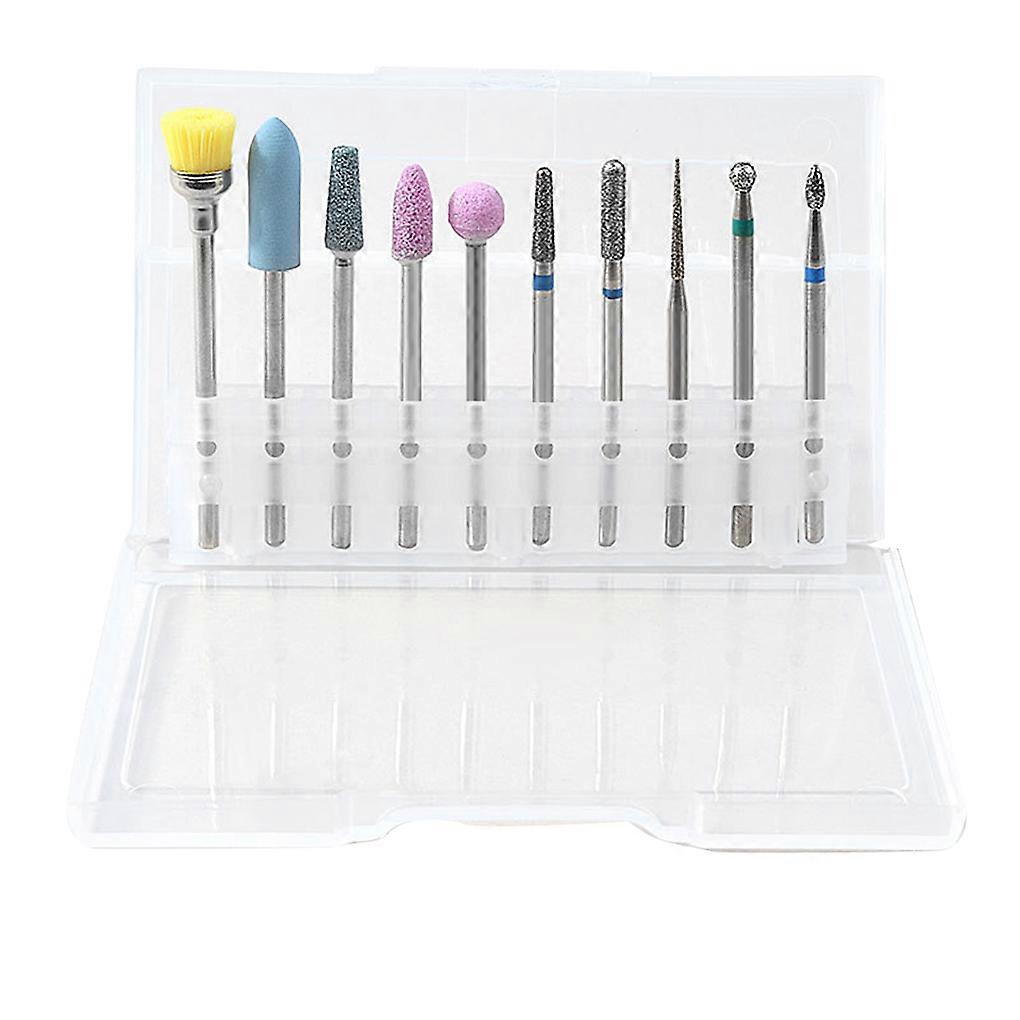 10pcs/set Art Grinding Drill Bits Electric Manicure Machine Tips Brush Polishing Tools