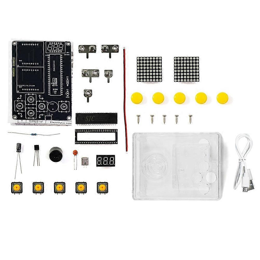 Game Console Production Kit DIY 51 Single-Chip Game Kit Classic Game Soldering Electronic Machine Game Set Clear Shell