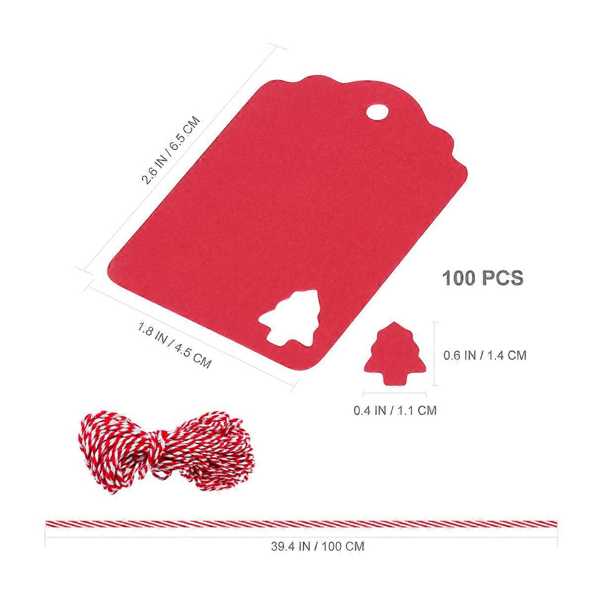 Kraft Paper Christmas Tree Hanging Tag with Present Gift Labels 2Pcs Red