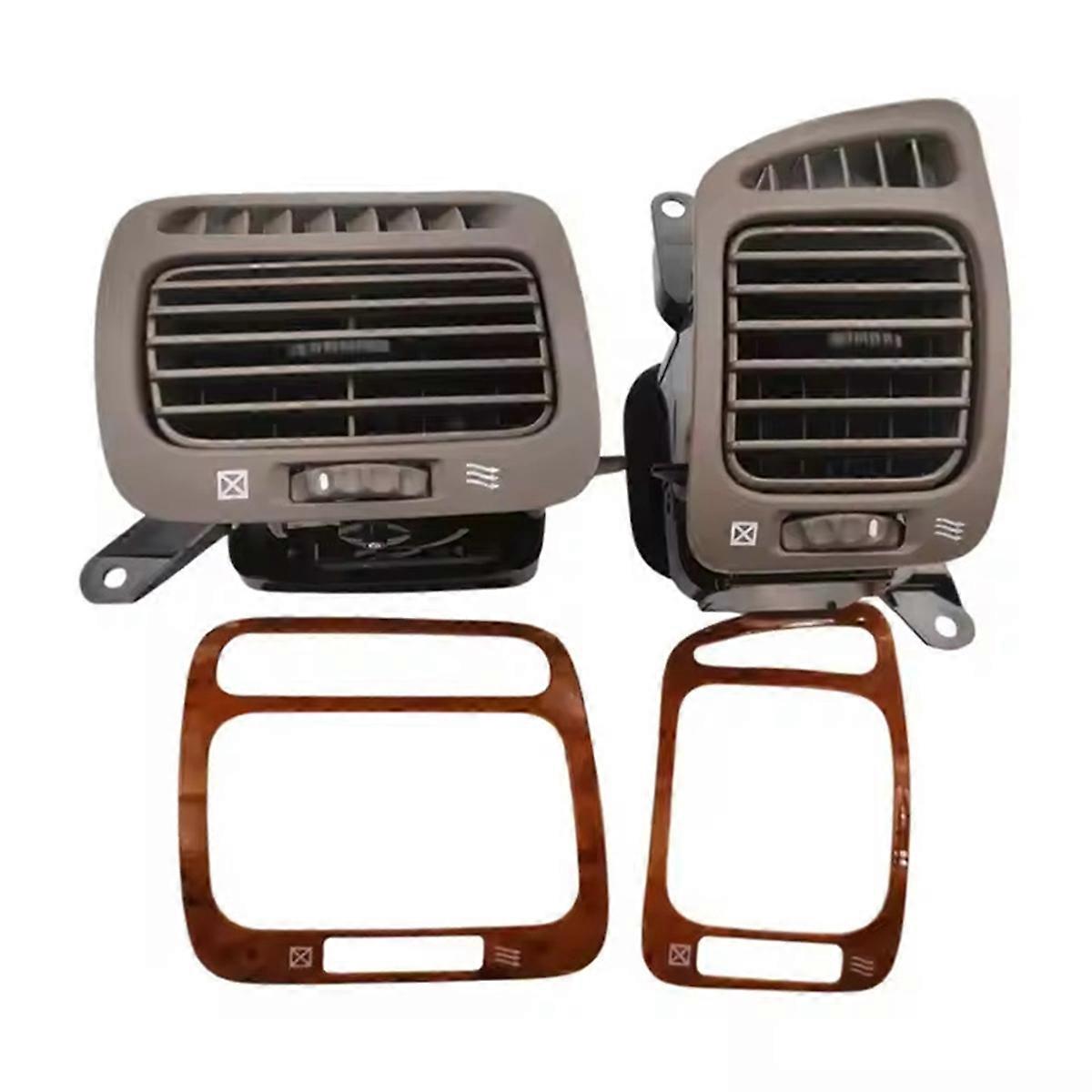 1Pair Dash Air Conditioner Vent Grille with Wood Grain Panel Stickers for Land Cruiser 1998-2007 LC1