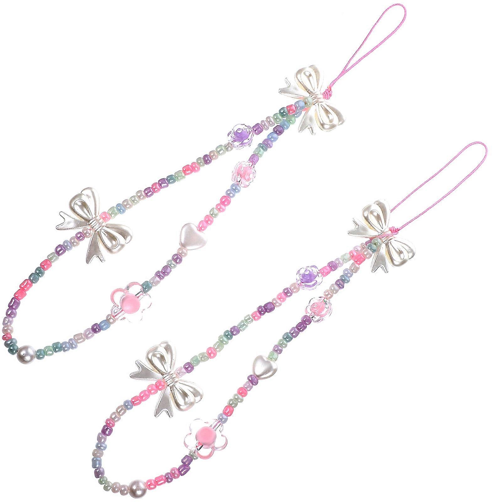 Anti-Loss Beaded Phone Strap 4 Pcs Multi-Purpose Decoration Suitable For General Public With Wear Resistant Features In Rectangular Shape