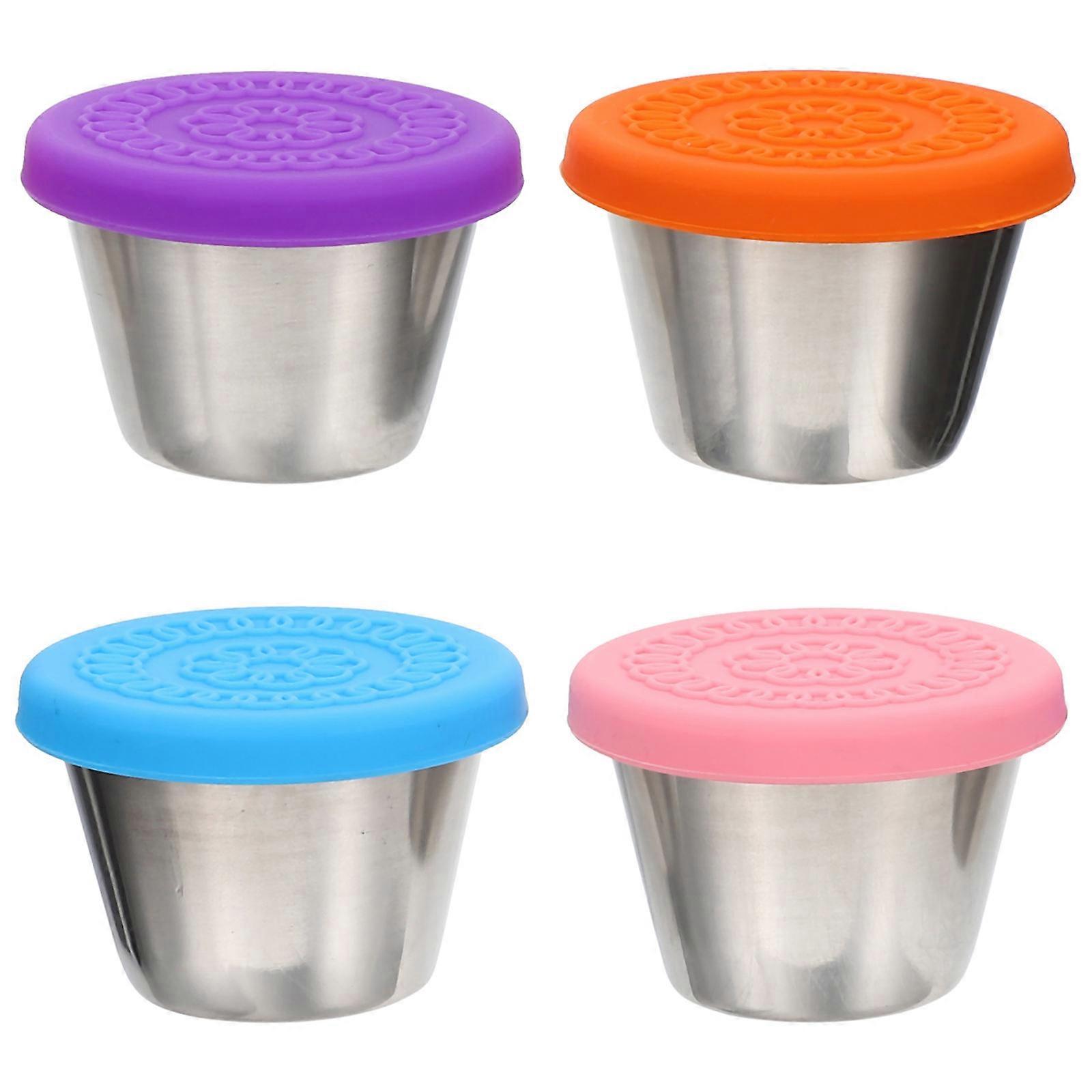 Salad Dressing Cups Reusable Sauce Containers Purple Dustproof 4Pcs