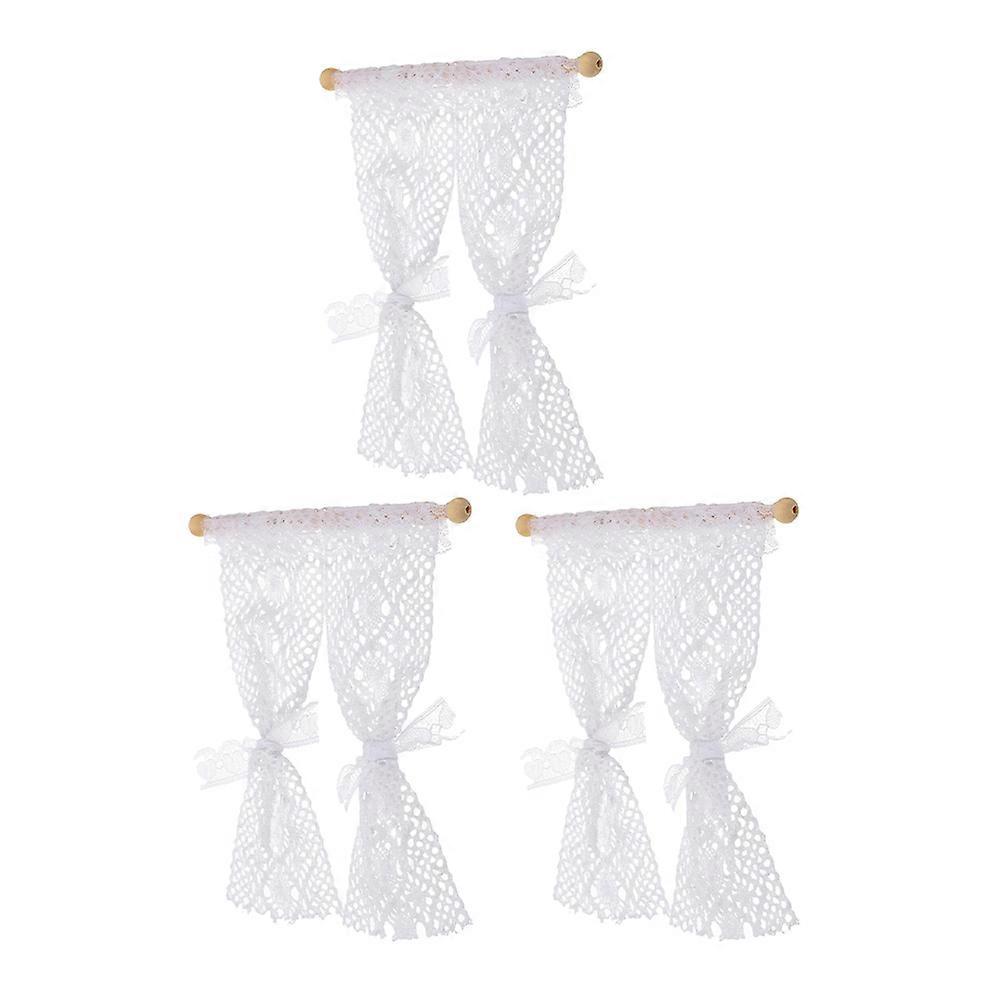 Miniature Lace Curtain Doll House Size 5.1X4.5X2 In 15 Pcs Home Decoration Props