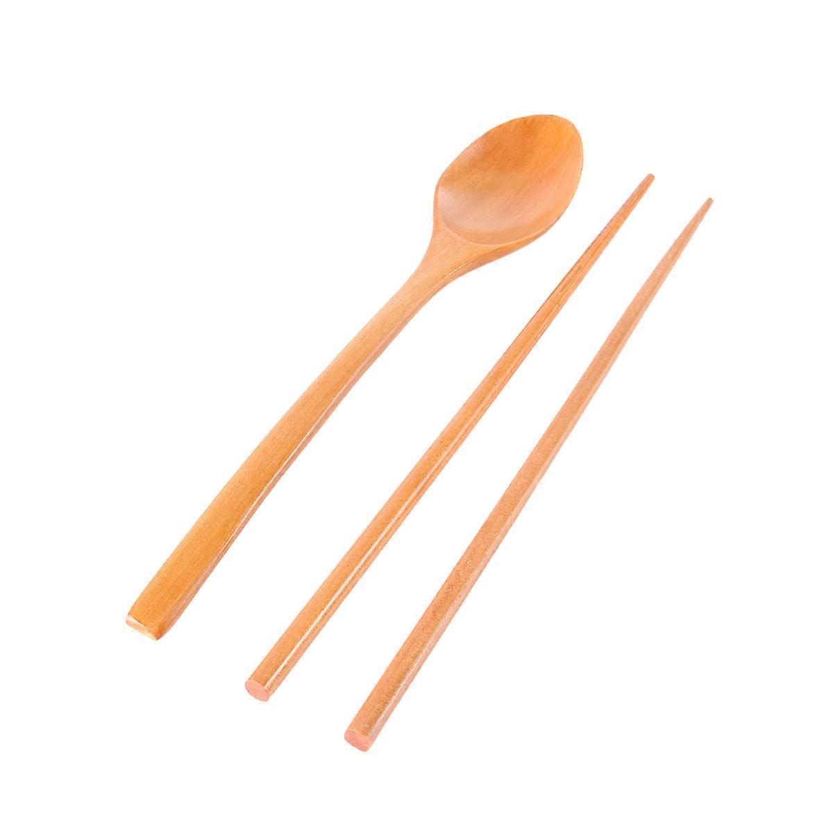 Wooden Tableware Set Containing 2 Sets Of Handmade Chopsticks And Spoons Ideal For General Consumers Suitable For Hiking And Traveling