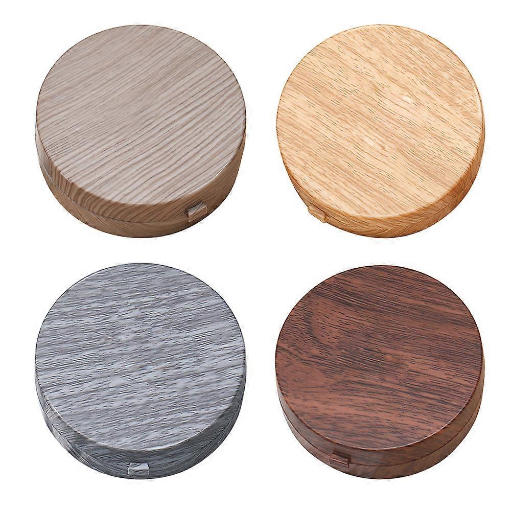 Wooden Round Lens Case Retro Style Storage Organizer For Daily Use And Travel Grey For Men And Women 1 Set