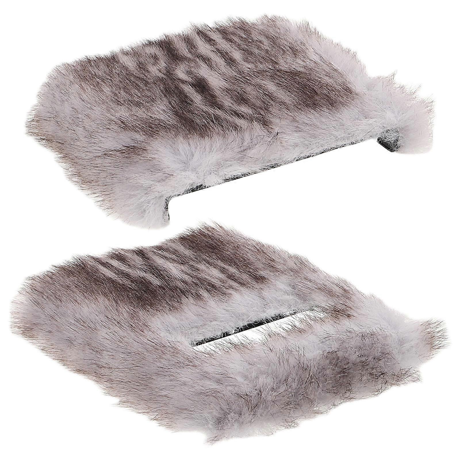 Fluffy Mobile Cover Plush Providing Full Protection 3Pcs Set in Grey Color