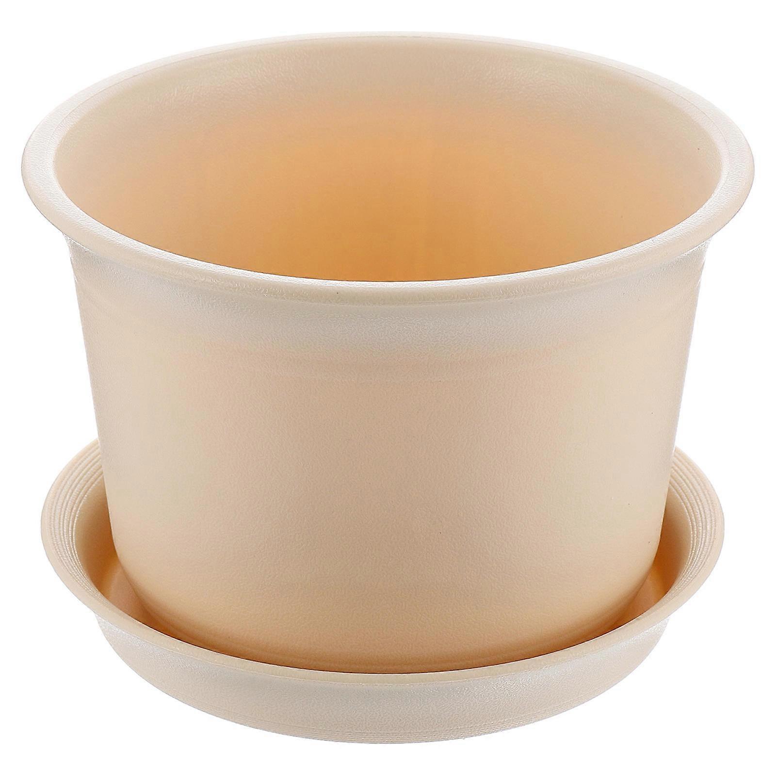 Succulent Flowerpot Plastic Simulation Planter With Saucer For Bedroom 7.3×7.3×4.9in Home Decoration 1Set