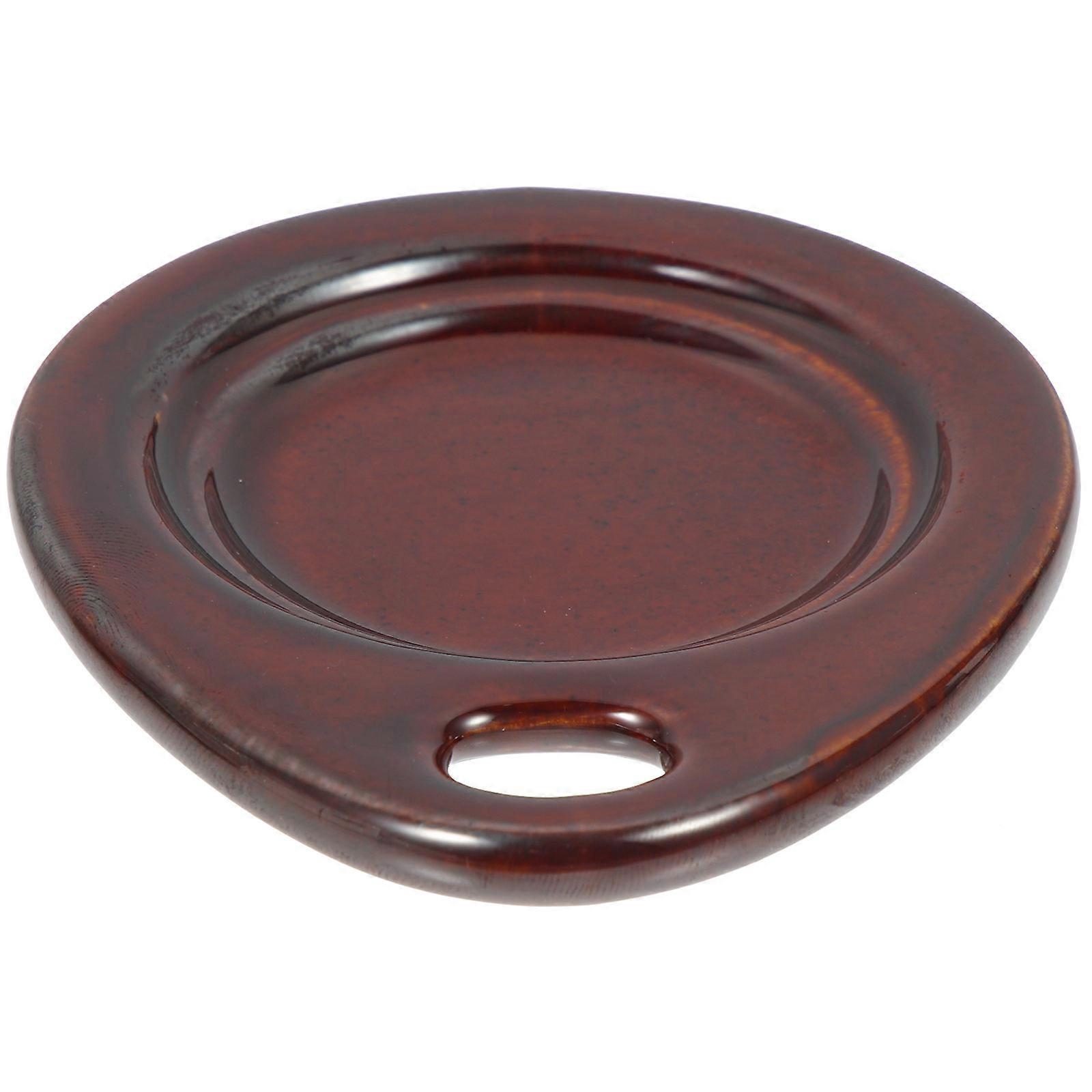 Restaurant Candle Rack Brown Ceramic Stand for 3Pcs Display