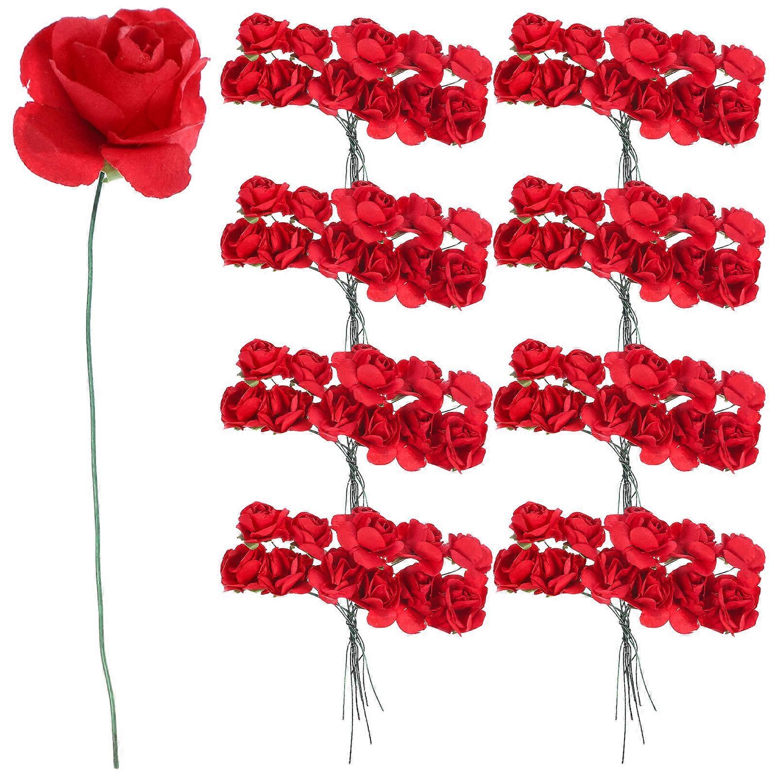 Paper Rose Artificial Rose Bouquet for Decoration Use 288Pcs Red Floral
