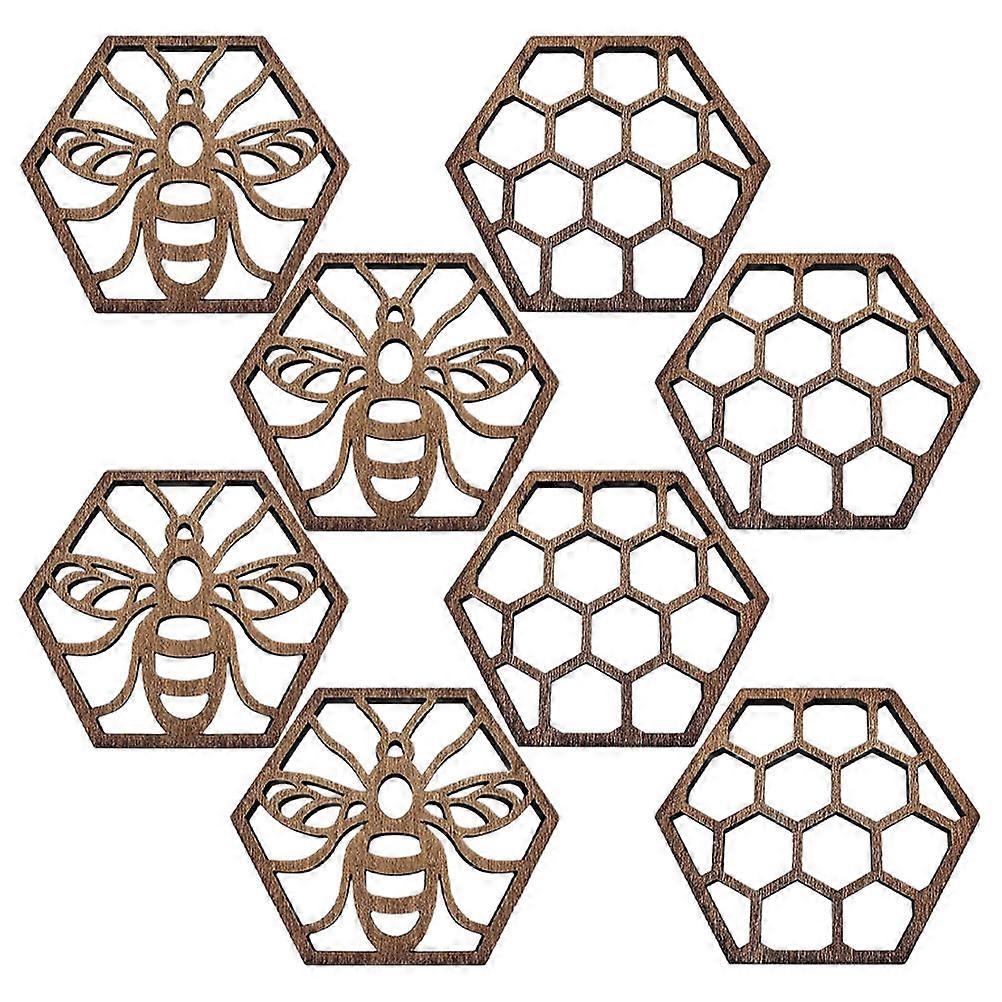 Multi Wood Coasters for Home Use 24Pcs Hexagonal Cup Protective Pads