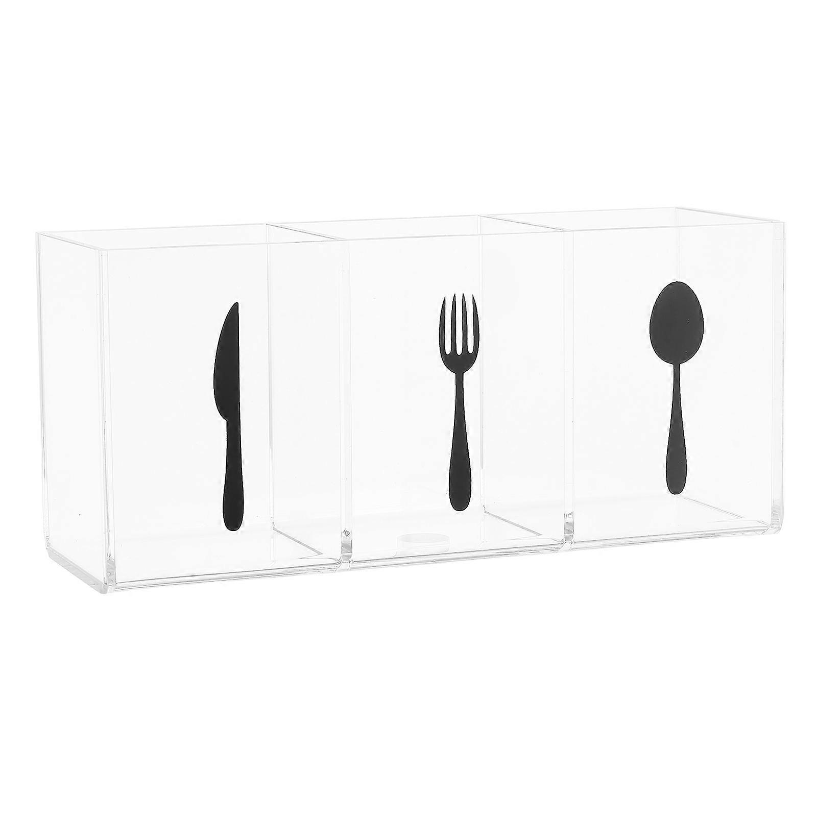 Transparent Acrylic Silverware Organizer for Kitchen with 3Pcs Utensil Box