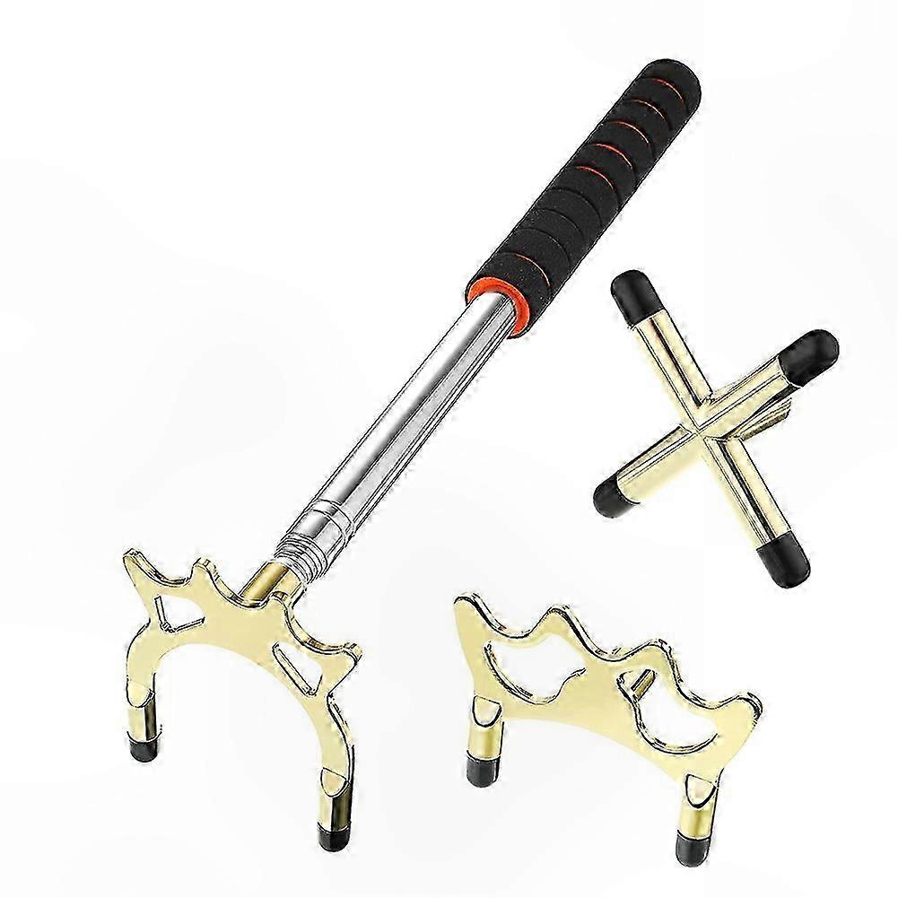 Queue de billard rétractable avec 3 têtes de pont en laiton, finition dorée