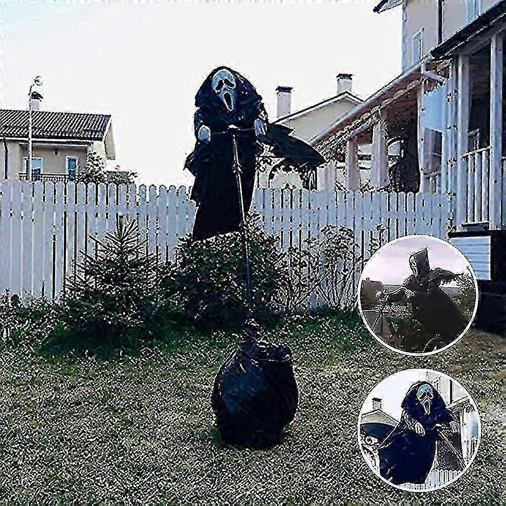 2023-ハロウィーンゴーストフェイススクリームかかしガーデンデコレーションハンギング怖いクリエイティブヤードアートハンギングスケアリースクリームゴーストハロウィンデコ