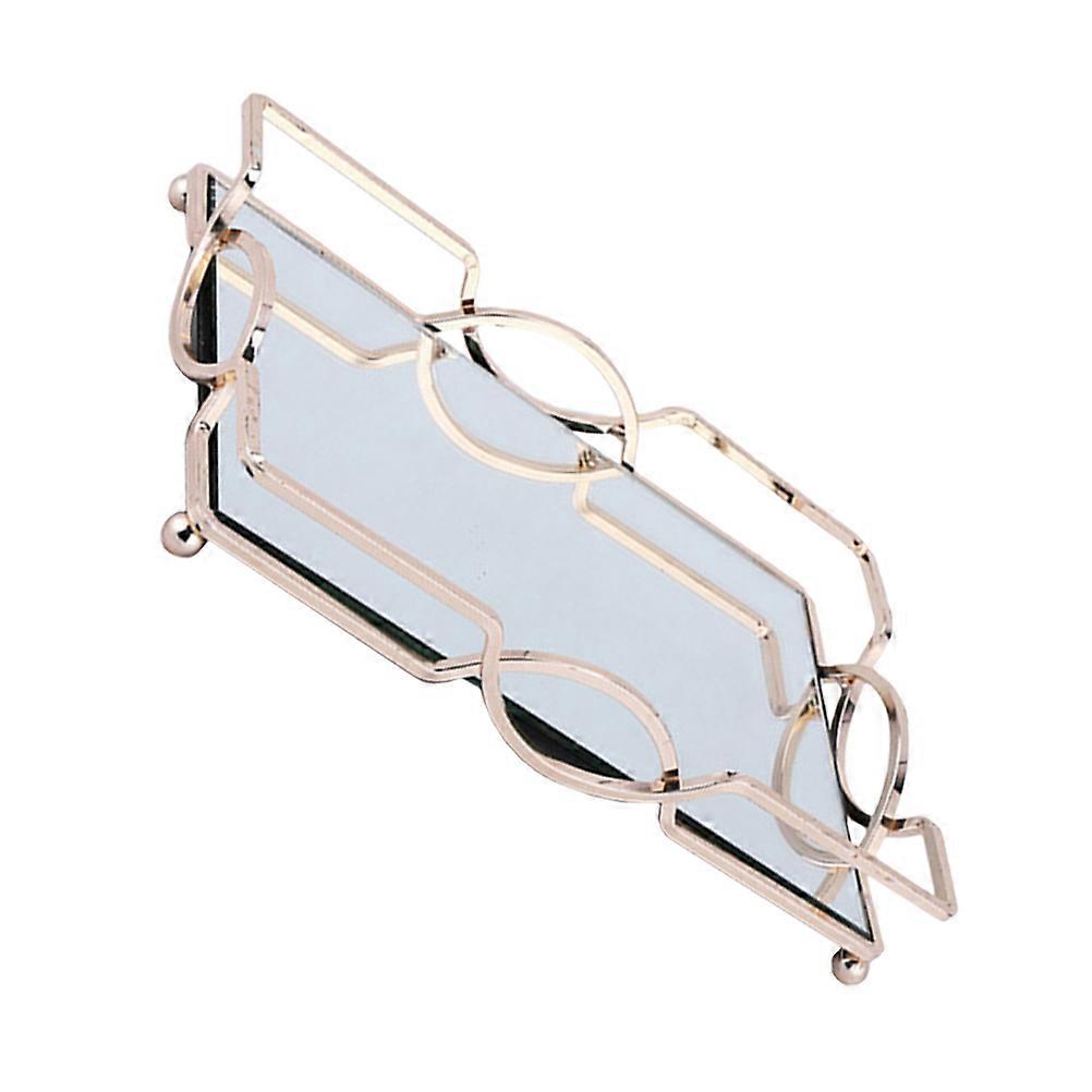 Assorted Color Metal Mirror Design Storage Tray for Storage 1Pcs