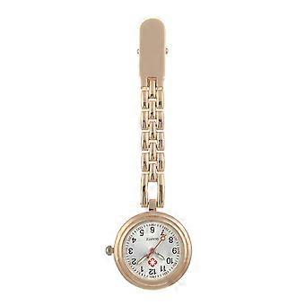 Veeki Clip auf hängende Ansteckuhr, Krankenschwester Fob Uhr, analoge Quarz-Taschenuhr mit Pulsometerskala und leuchtendem handtiefem Roségold