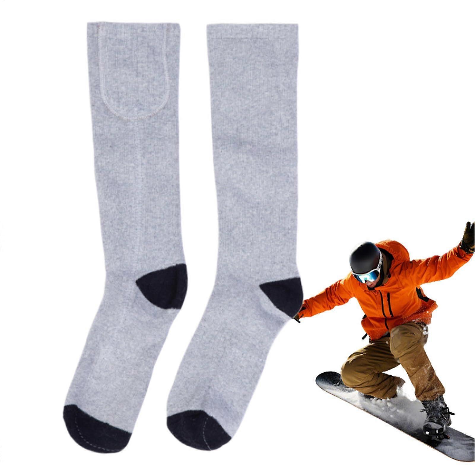 Electric Socks for Women 3 Heat Levels 2200mAh Winter Foot Warmer Anti Slip Grey For Snow Hiking Cycling Work