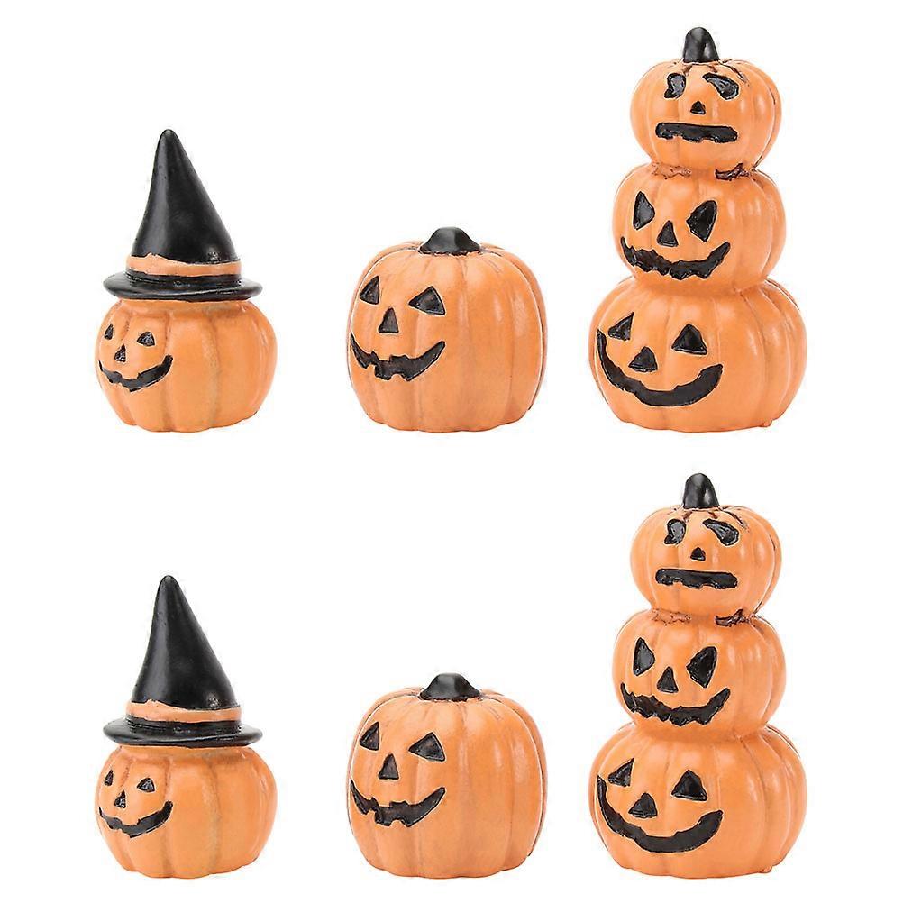 Creative Resin Mini Pumpkin Ornaments for Decor 6Pcs Halloween Theme