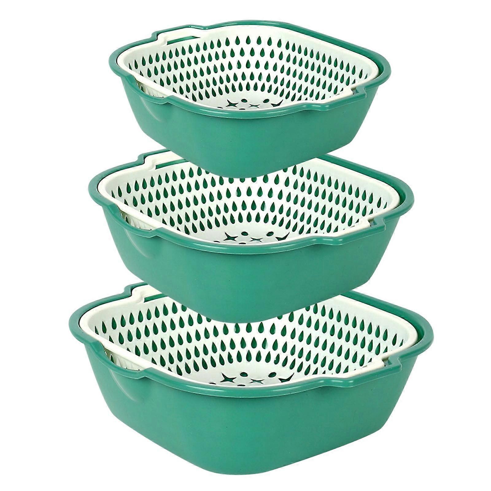 6 Pcs Kitchen Washing Bowl and Strainer Set Multifunctional Double Layered π£ππΊππ Basin and Basket for Fruit Vegetables 6 Pcs Kitchen