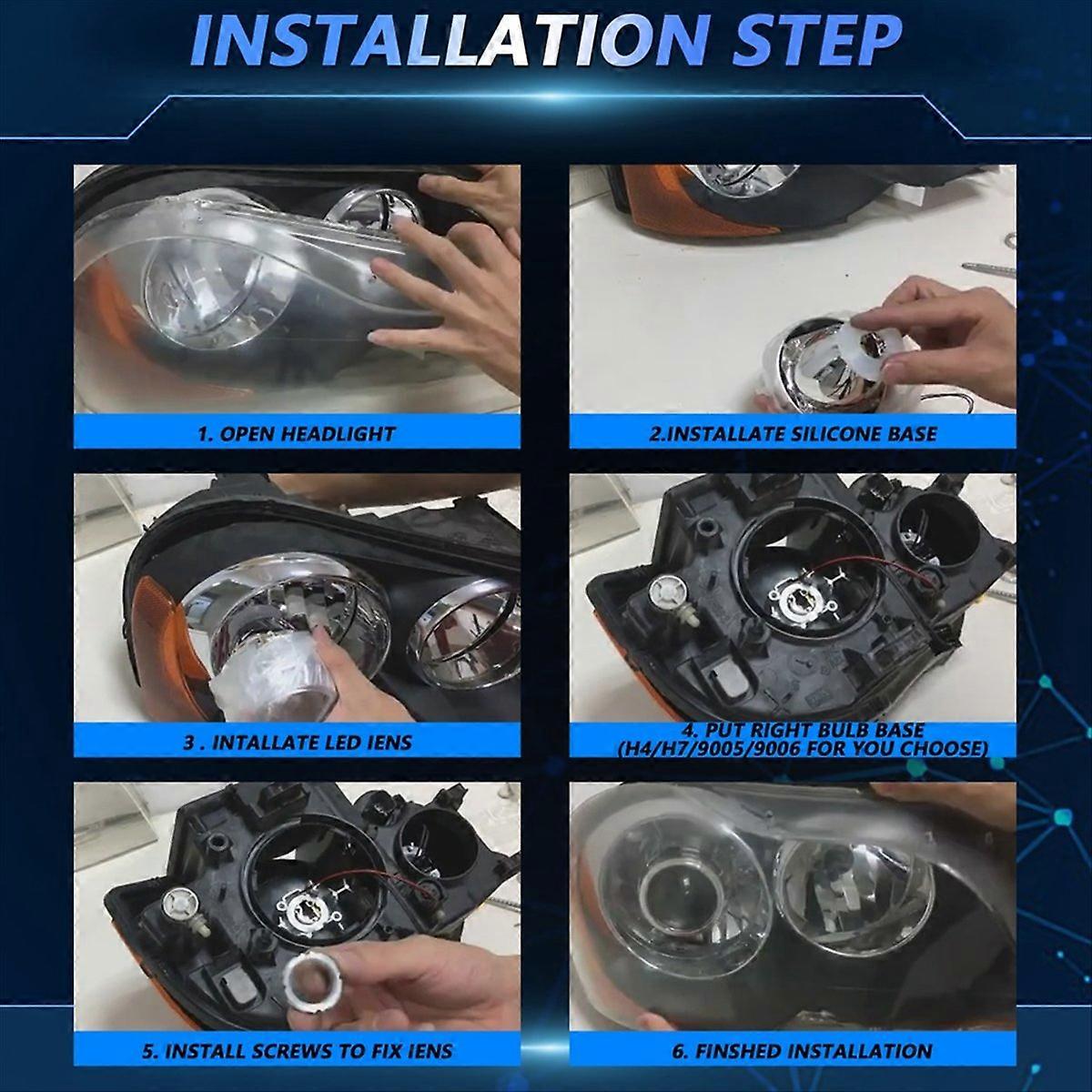 2,5 tommers Bi LED-projektorlinse for H4 H7 9005 9006 LED-linser LHD