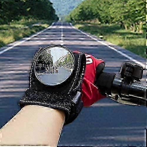 Wide-Angle Rear-View Bicycle Mirror with Wrist Guards and Wristbands - Black Brand
