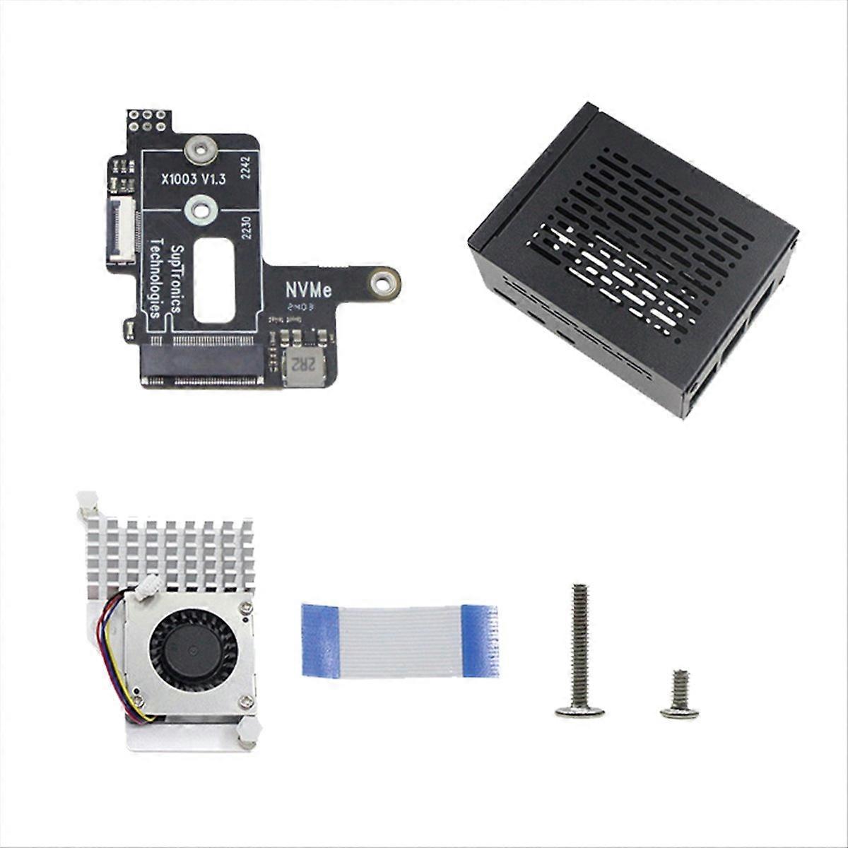 For 5 PCIe to M.2 NVMe HAT+Radiator+Case Adapter Board