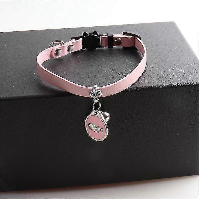 25-26 Reversible Cat Collar with Metal Fishbone Charm
