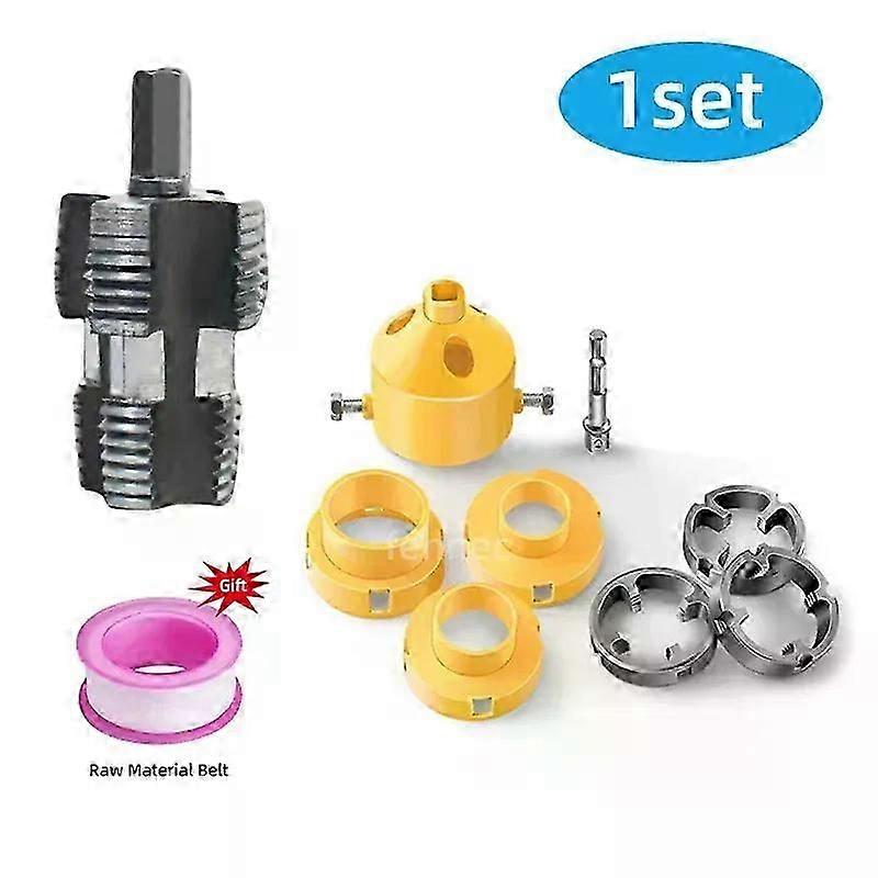 9pcs/Set PVC Pipe Threader Kit Pipe Round Die 4 Points 6 Points PPR Water Pipe Internal Thread Opener Hand Tools Electric Style