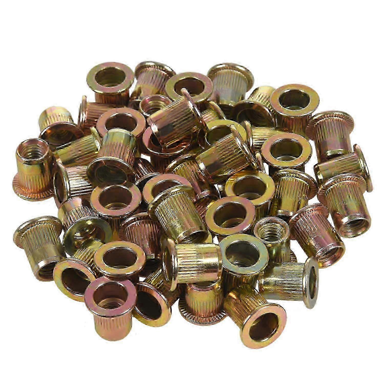 M6x12mm Flat Head Threaded Rivet Nut Insert Fasteners - 50 Piece Pack