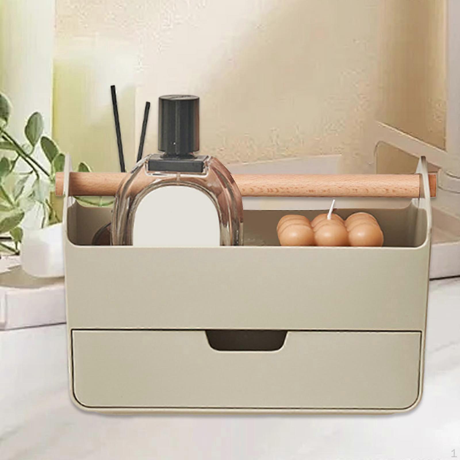 Craft Storage Box with Drawer, Functional Holder Bin for Makeup and Office Use