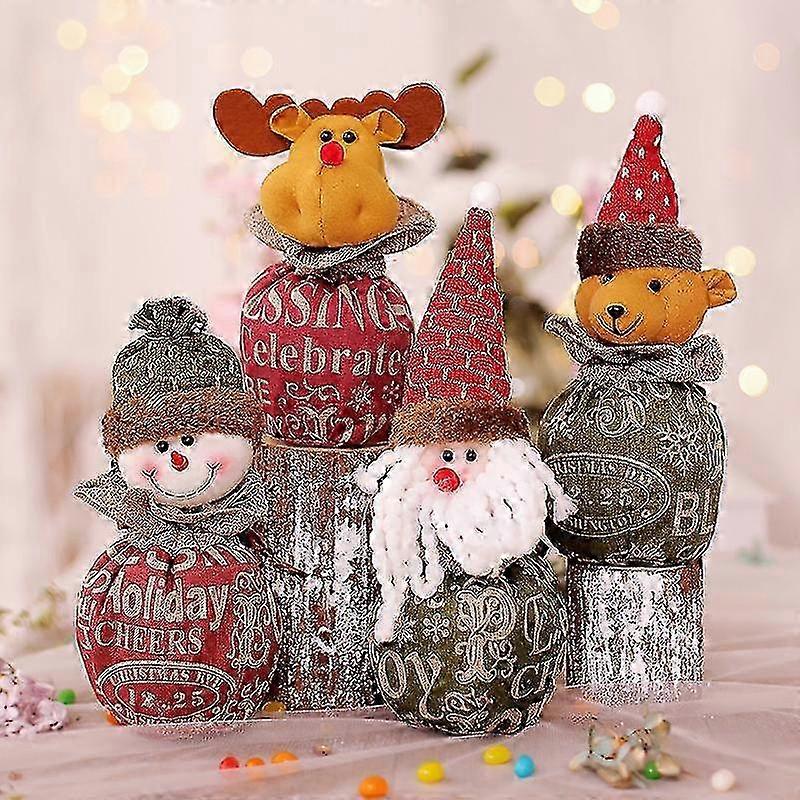 Drawstring Holiday Bags Set of 4 for Candy and Presents