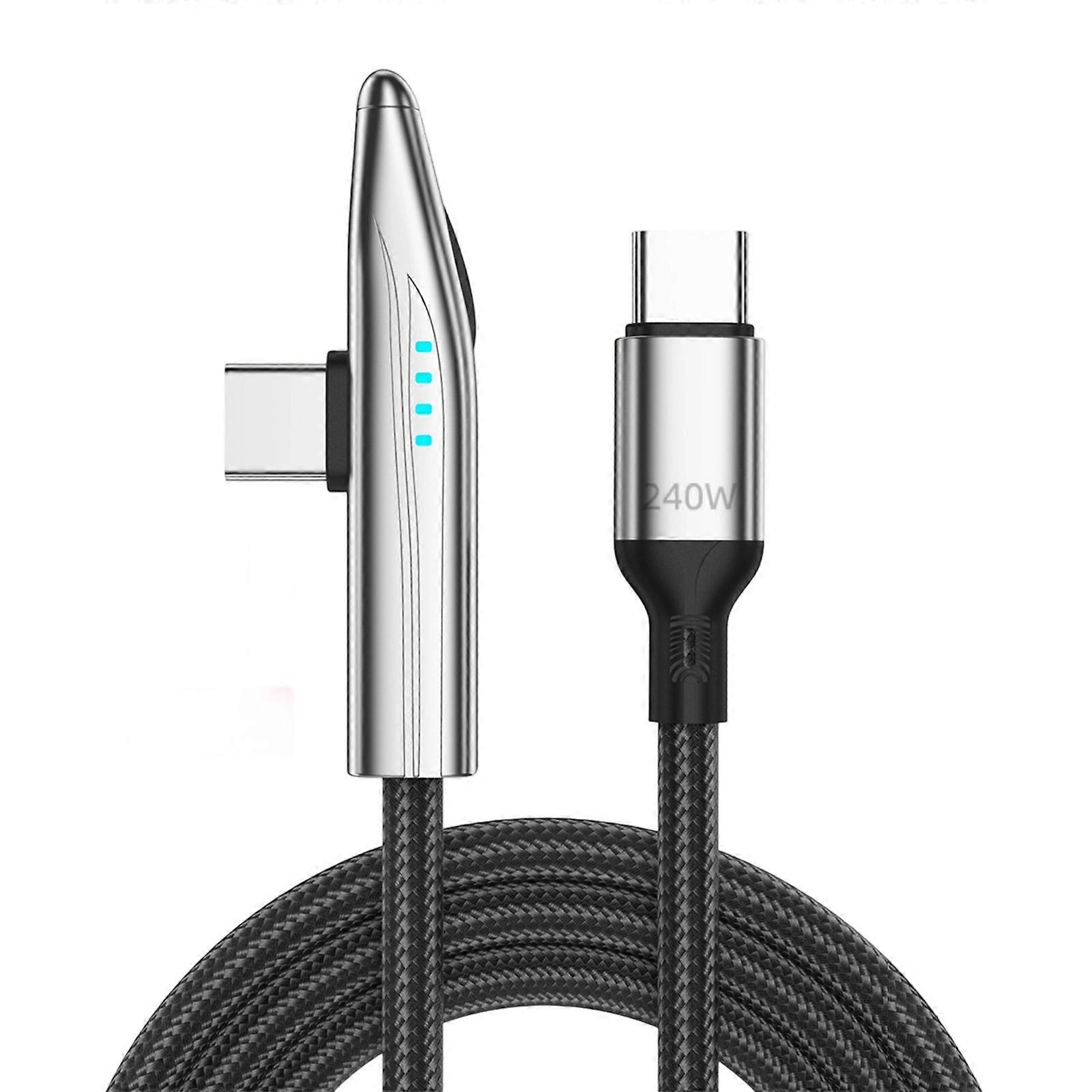 240W Fast Charging Cord 90 Degree Bend For Multiple Electronic Devices Alloy Nylon Braided Cable Wide Compatibility Multicolor