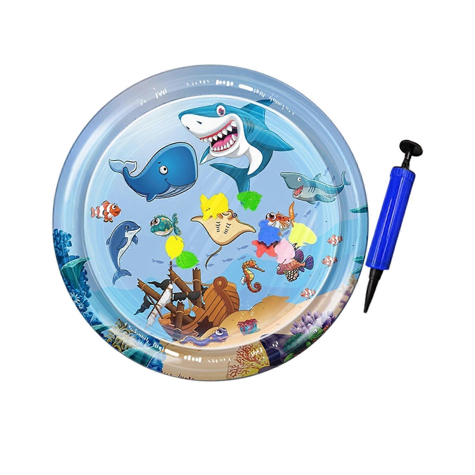 Interaction Cats Dog Water Cushion With Floating Fish Design Scratch Resistant Pet Cooling Mat For Indoor Outdoor Use Multicolor