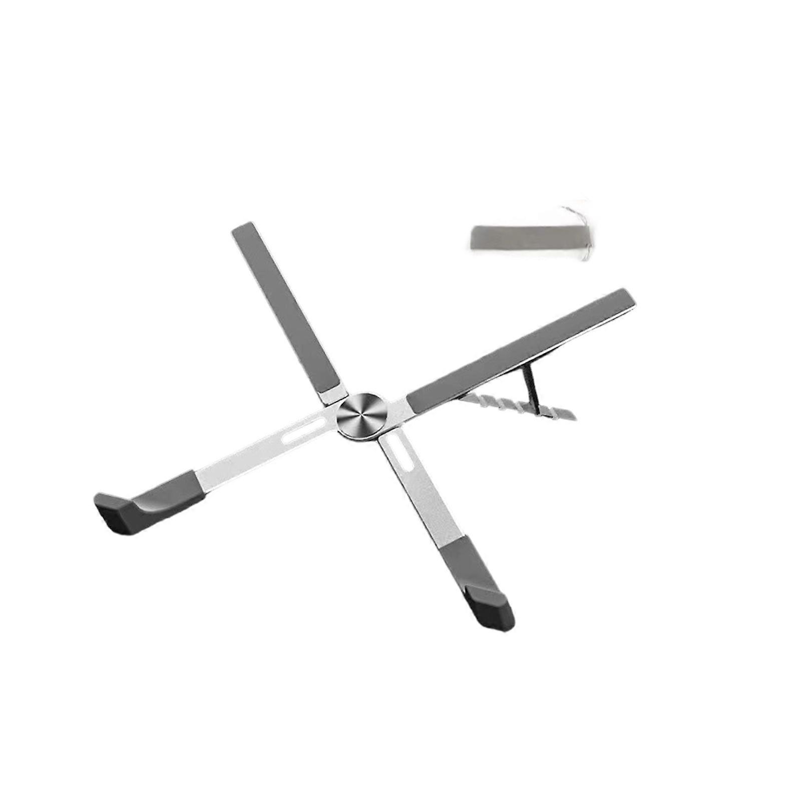 Foldable Notebook Stand Portable 5 Position Adjustable Height X Frame Aluminum Computer Stand Universal Device Compatibility  Silver