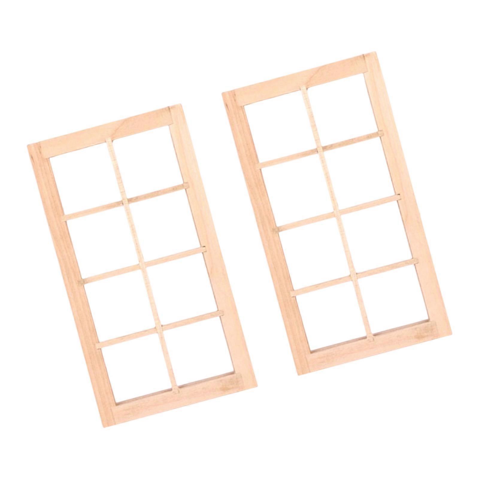 Miniature Window 8 Pane Wooden Frame 1 12 Scale Unfinished Crafting Supply Multicolor
