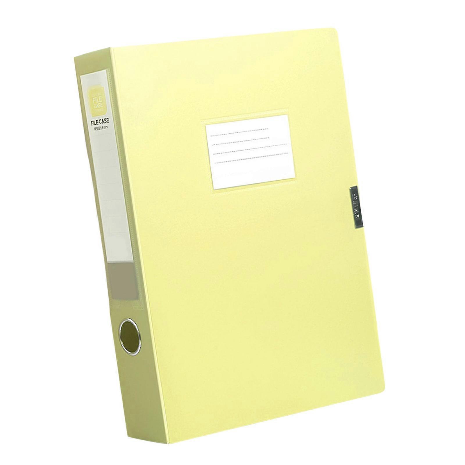 High Capacity Document Organiser Box with Label Window File Sorting Box For Reports Contract Management 23.2x31.6x3.5cm  Yellow