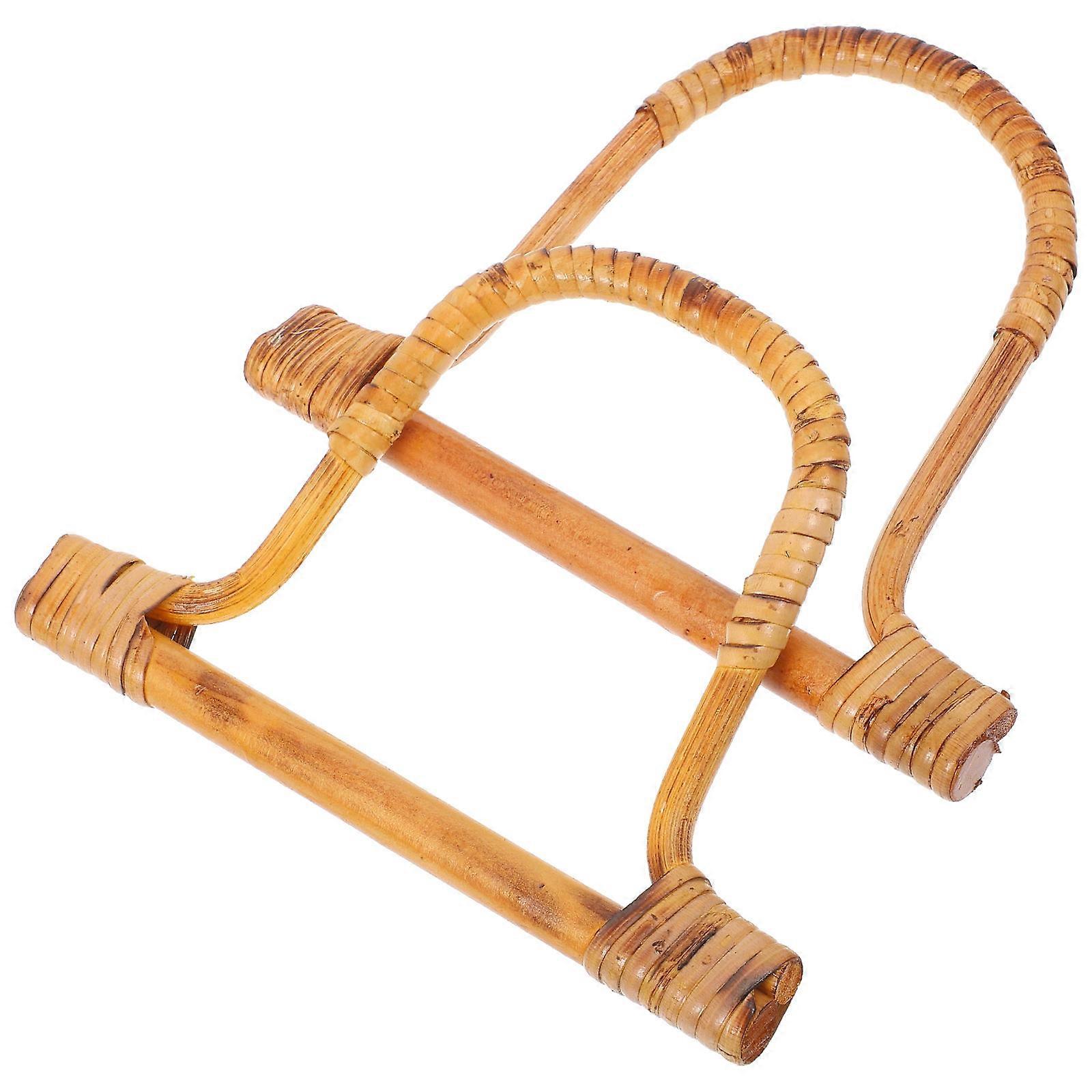 Handbag Handle Replacement with 2Pcs Beige Rattan Bag Handles for DIY Use