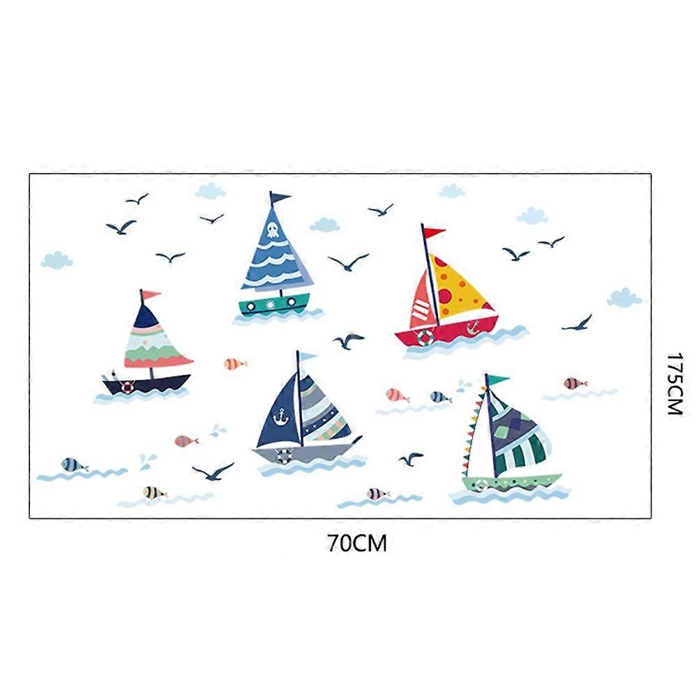 DIY Wall Sticker with Sailboat Pattern for Decoration Removable