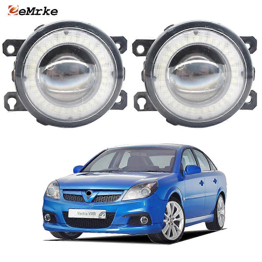 Ensemble de feux antibrouillard à LED compatible avec Opel Vectra C OPC et Vauxhall Vectra VXR (09/2005, 2006, 2007, 2008) ; feux de jour à LED de type « Angel Eye ».