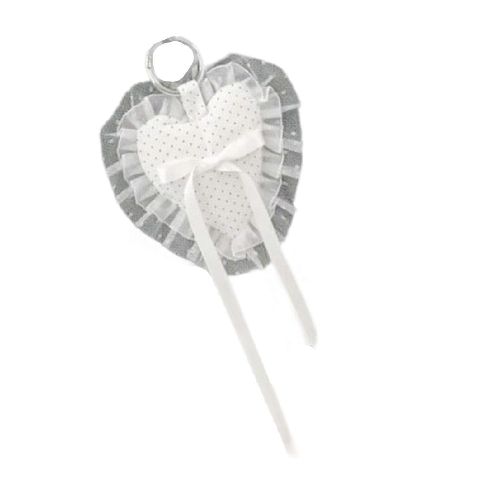 Polyester Keychain With Polkas Dot Heart Pattern Lace Edging Bowknot Detailing Lightweight Keyring For Daily Use Multicolor