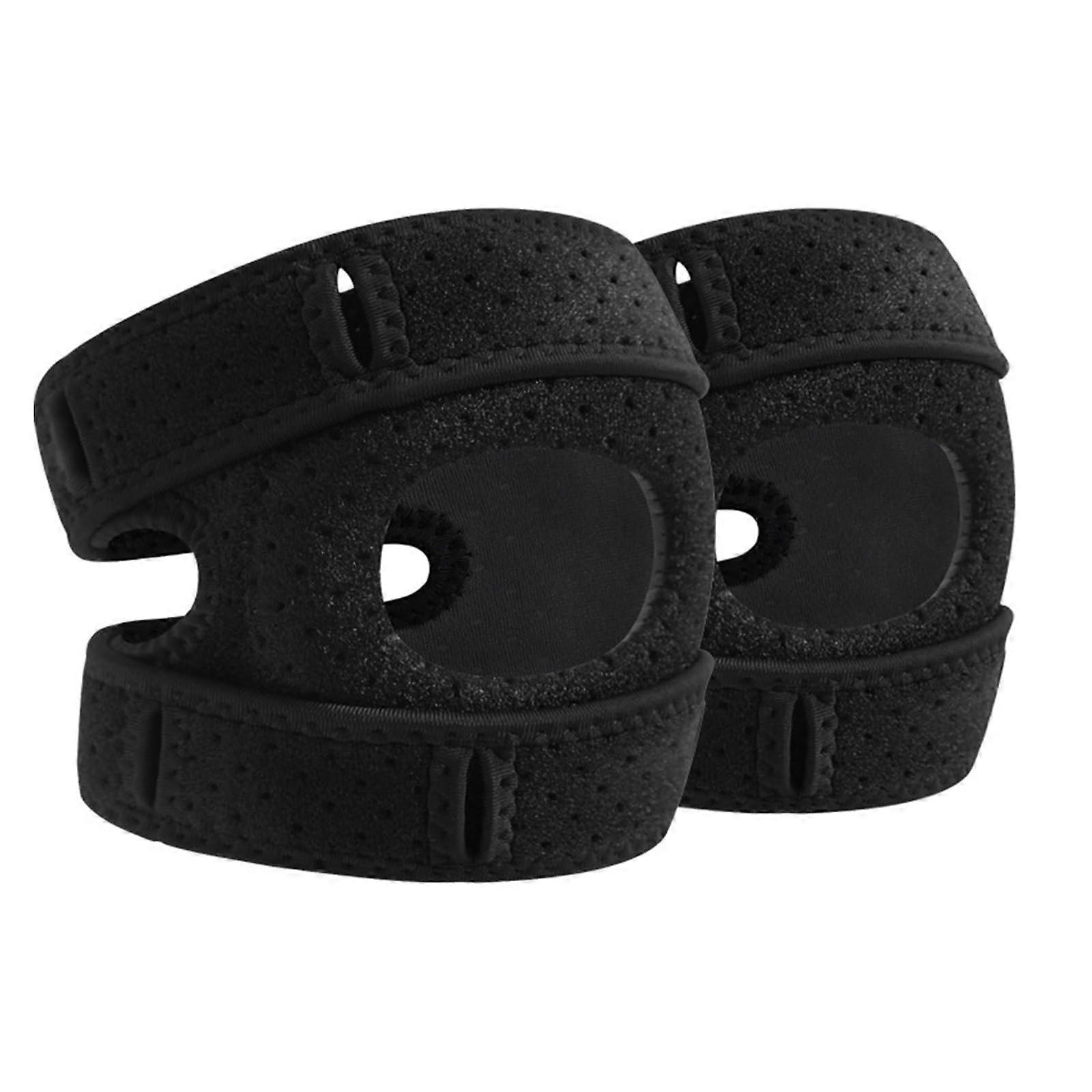 Breathable Patella Knee Strap with ShockAbsorbing Pad for Running Hiking Gym – Adjustable Black S