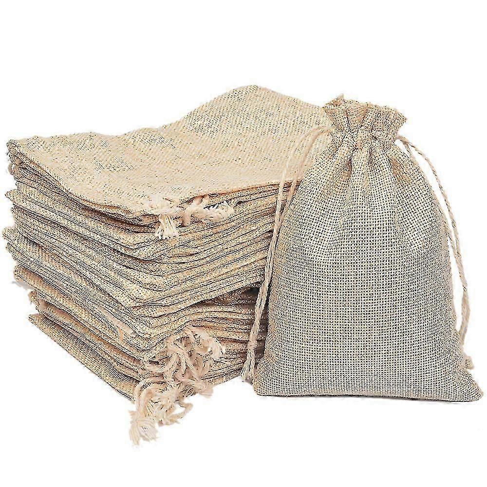 Τσάντα με κορδόνι από λινό 100 τεμάχια, 10 X 14 εκ. από φυσική αλευρωμένη μουσελίνα για μπαχαρικά, τσάι, βότανα